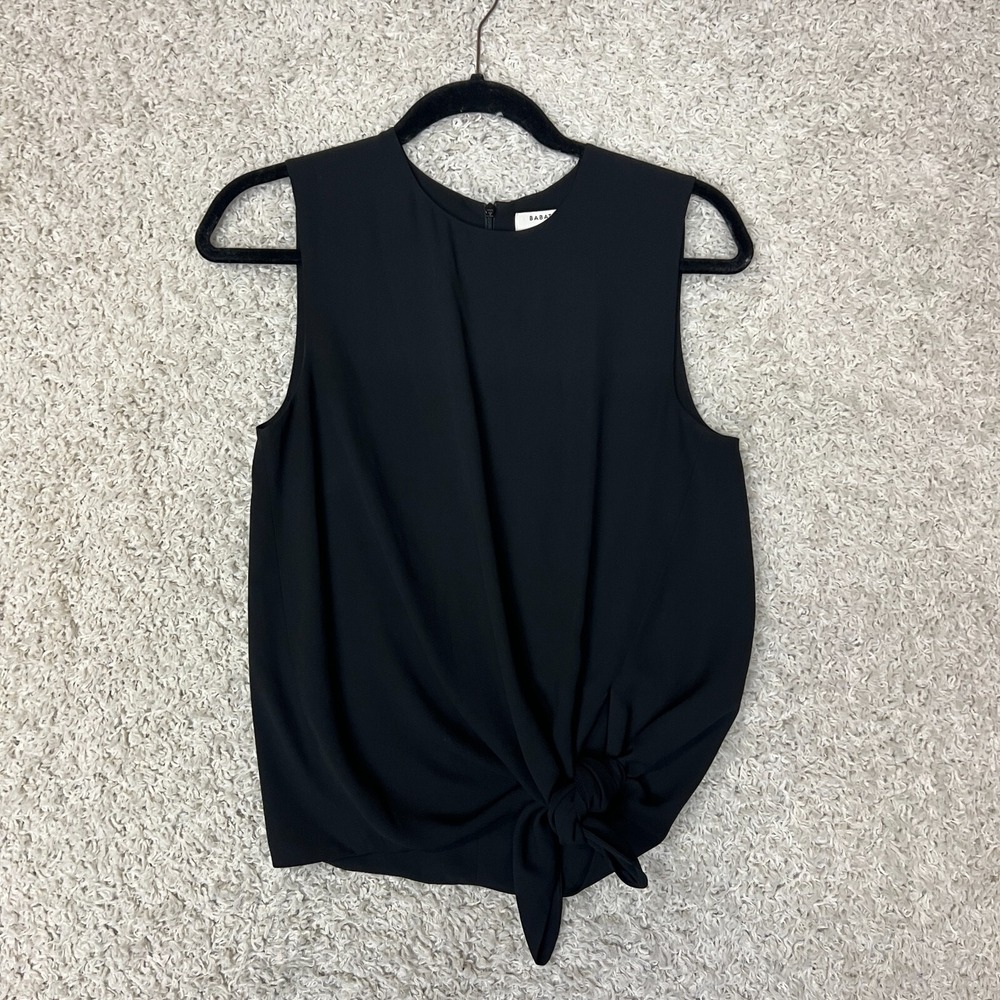 Aritzia Babaton Hopkins Blouse Womens Small Black Knot Tie Front Classic